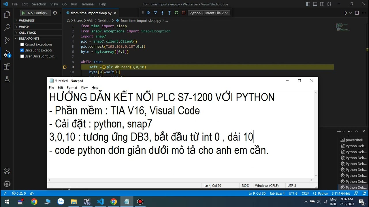 CONNECT PYTHON AND PLC S7-1200 SIEMENS
