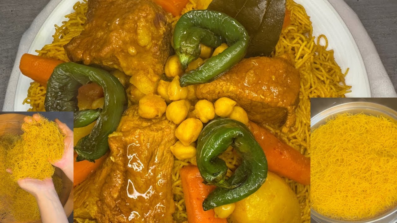 RECETTE DE DOUIDA MFAWRA A LA TUNISIENNE 🇹🇳(pâte 🍝 cheveux d’ange cuite à la vapeur ♨️)