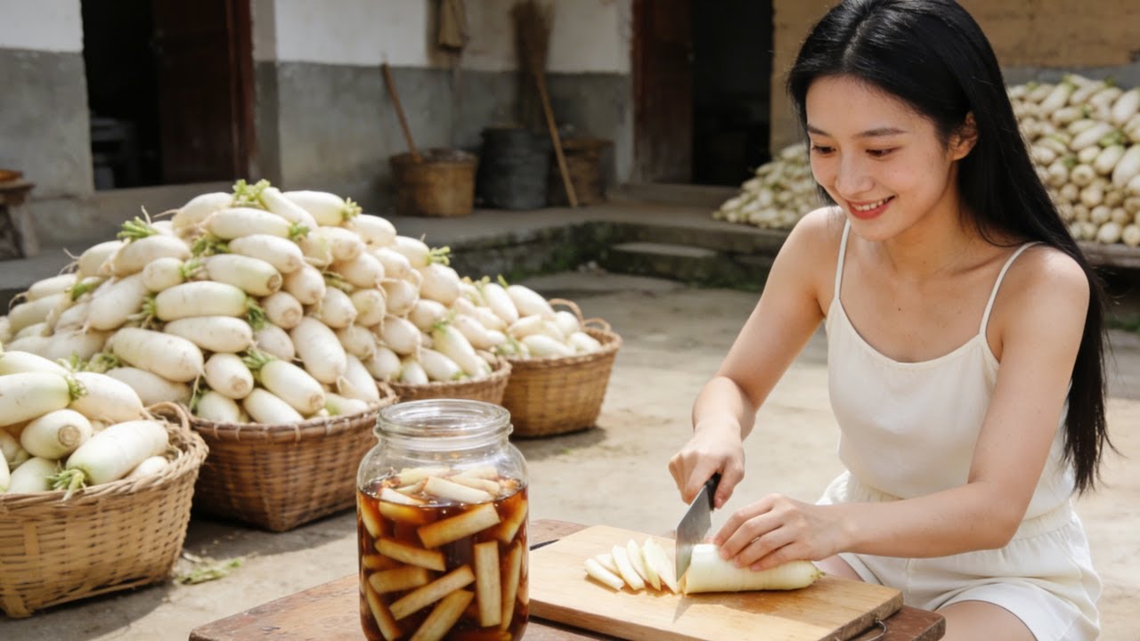 山野田间现摘新鲜萝卜，慢火细作手工腌制，时光酝酿出地道农家风味！