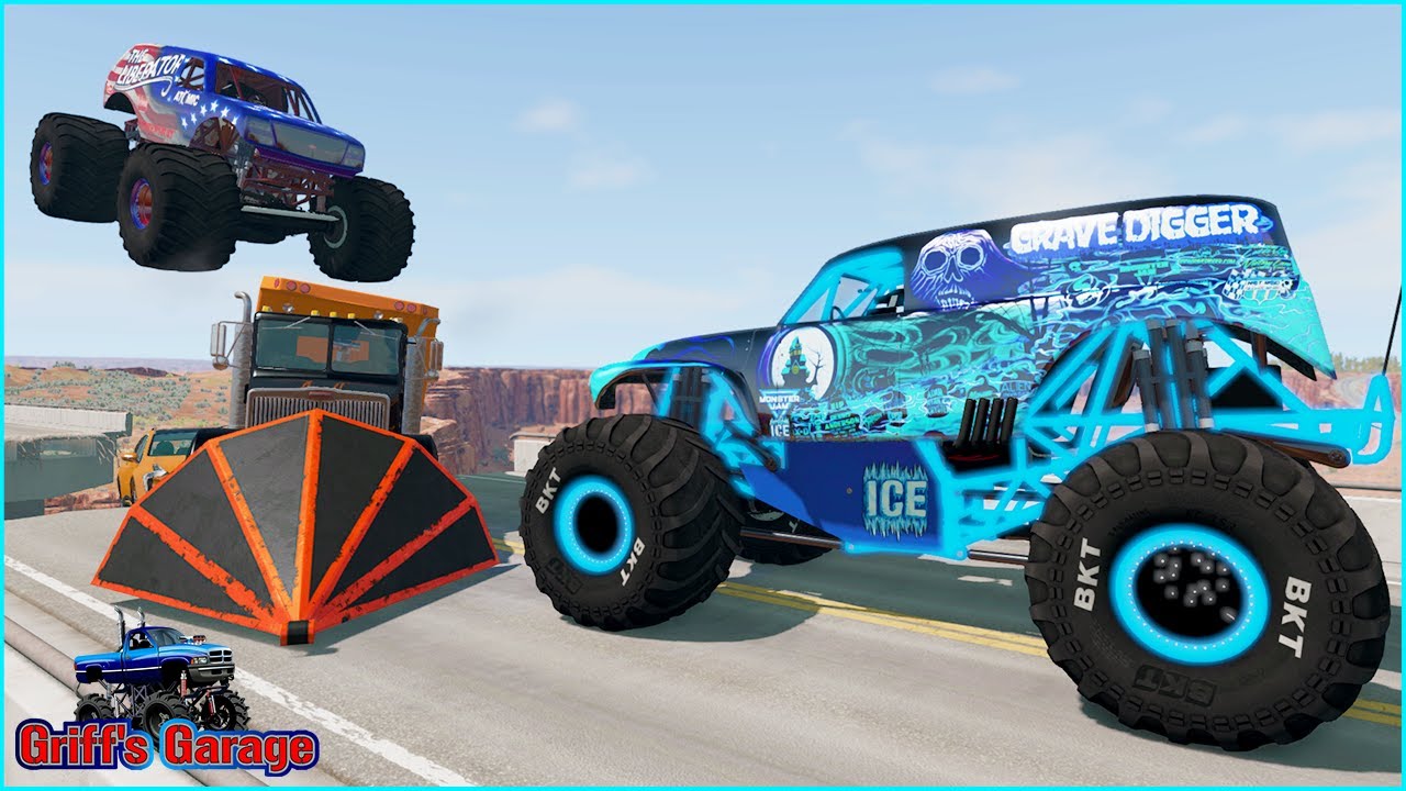 MONSTER JAM MADNESS #9 | Аварии, прыжки, неудачи и забавные моменты — BeamNG Drive