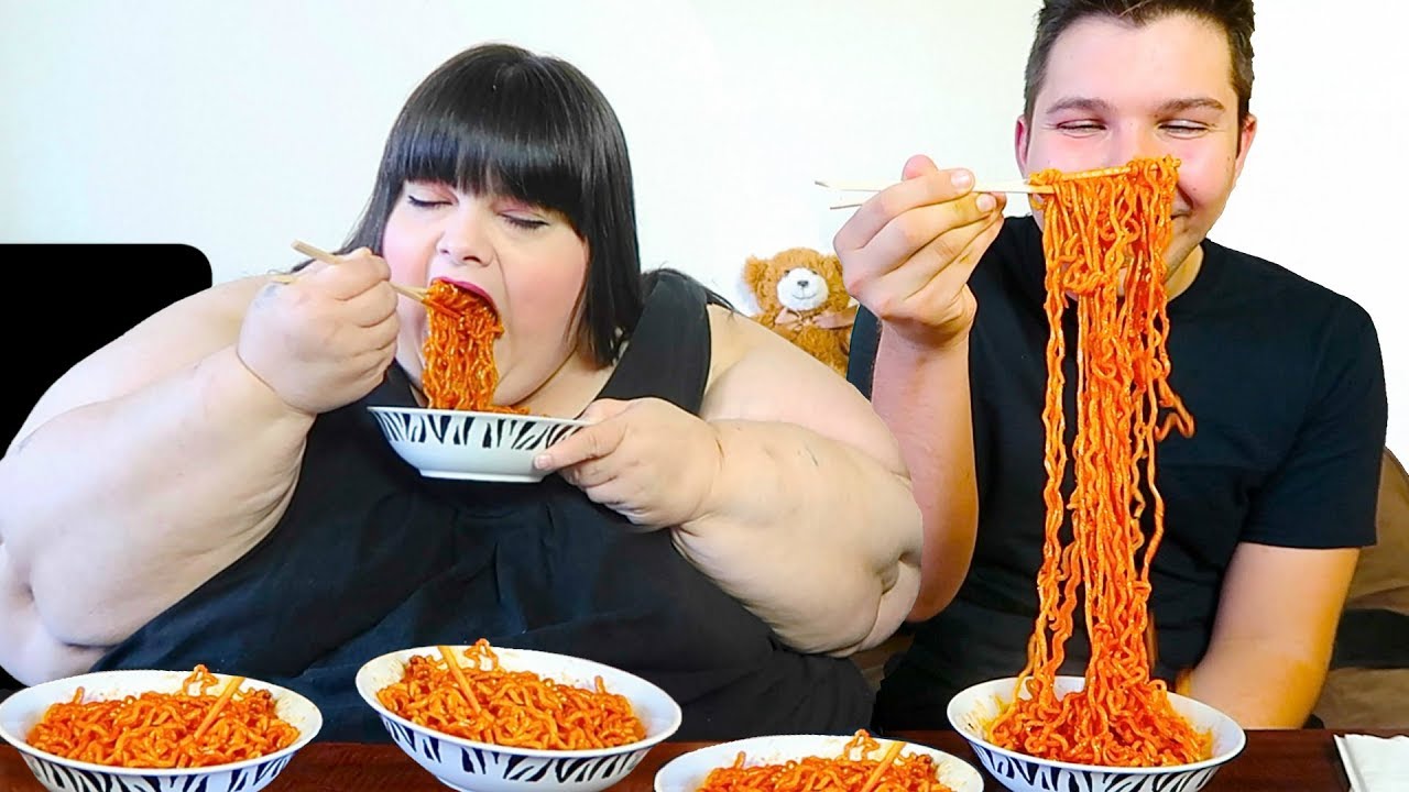 Extreme Spicy Noodle Challenge With Hungry Fat Chick