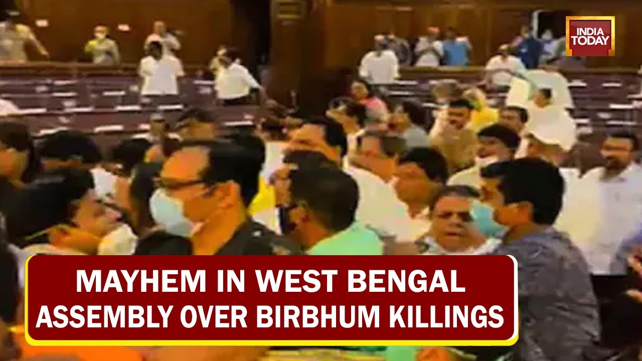 Total Mayhem In West Bengal Assembly Over Birbhum Killings, Five BJP MLAs Suspended For Scuffle