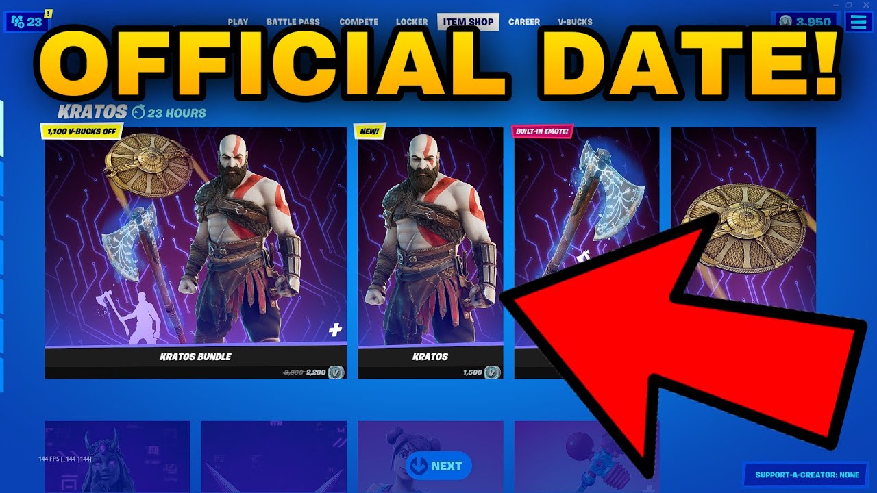 KRATOS SKIN + LEVIATHAN AXE PICKAXE OFFICIAL RETURN RELEASE DATE IN FORTNITE ITEM SHOP 2026!