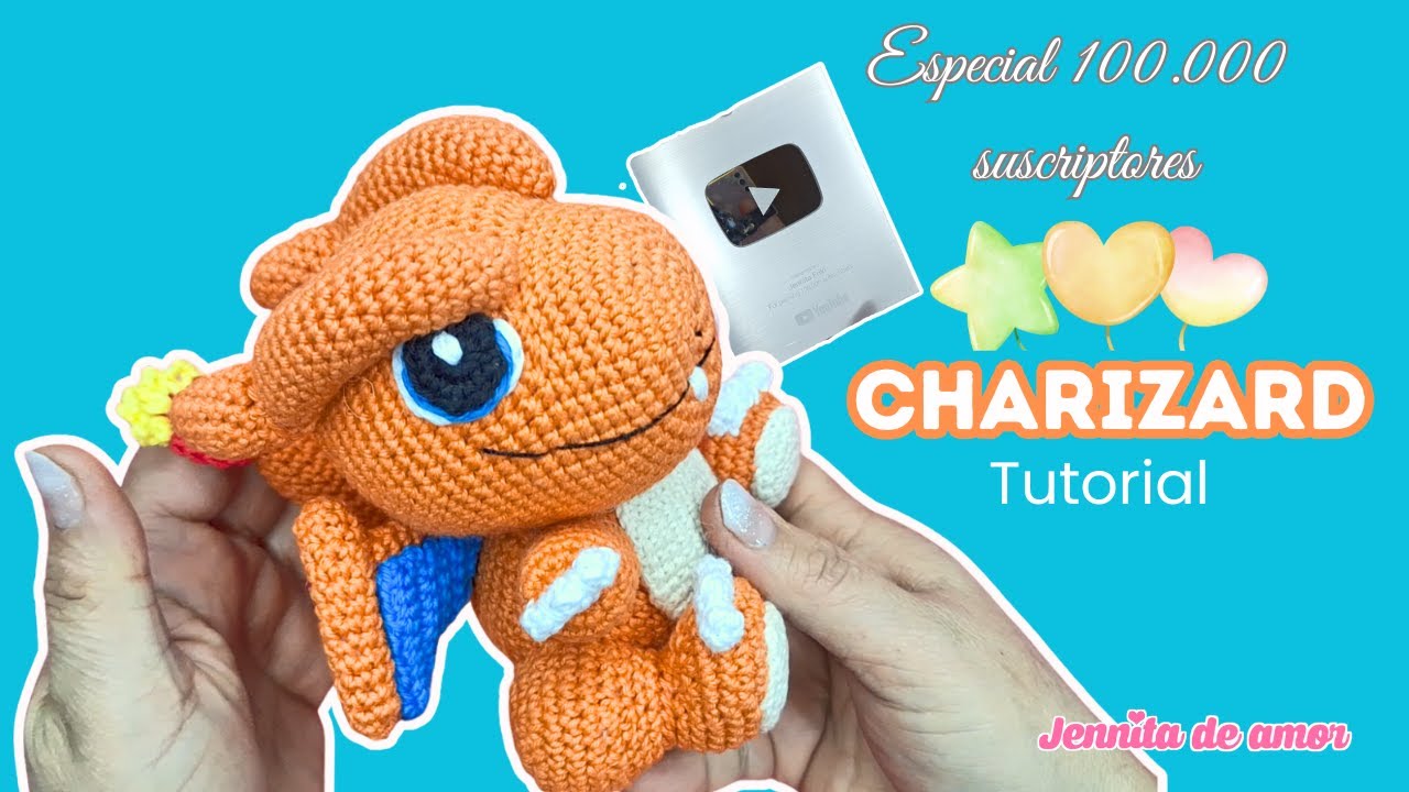 CHARIZARD Especial 100 mil Seguidores -Amigurumi-Patrón en video Ingles-Español