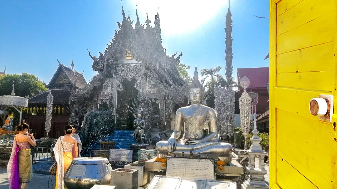 【Прогулка 4K】Wat Sri Suphan - Чиангмай - Таиланд / Первый в мире серебряный храм