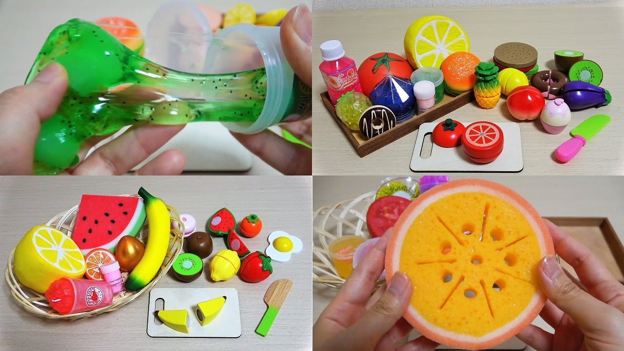 Relaxing Cutting Fruits & Vegetables ☆Squishy,slime.Long Summary video for adults ASMR