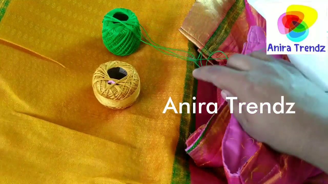 Stitched Blouse Hand Embroidery Tutorial- Border Line Stitch