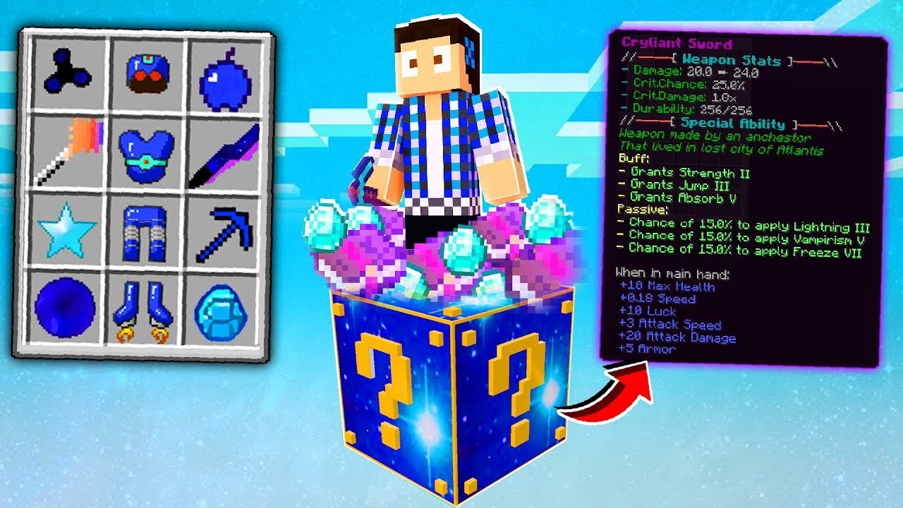 ABRIMOS A LUCKY BLOCK ESPAÇO E GANHAMOS ITENS MAIS FORTES A CADA 10 SEGUNDOS DO MINECRAFT