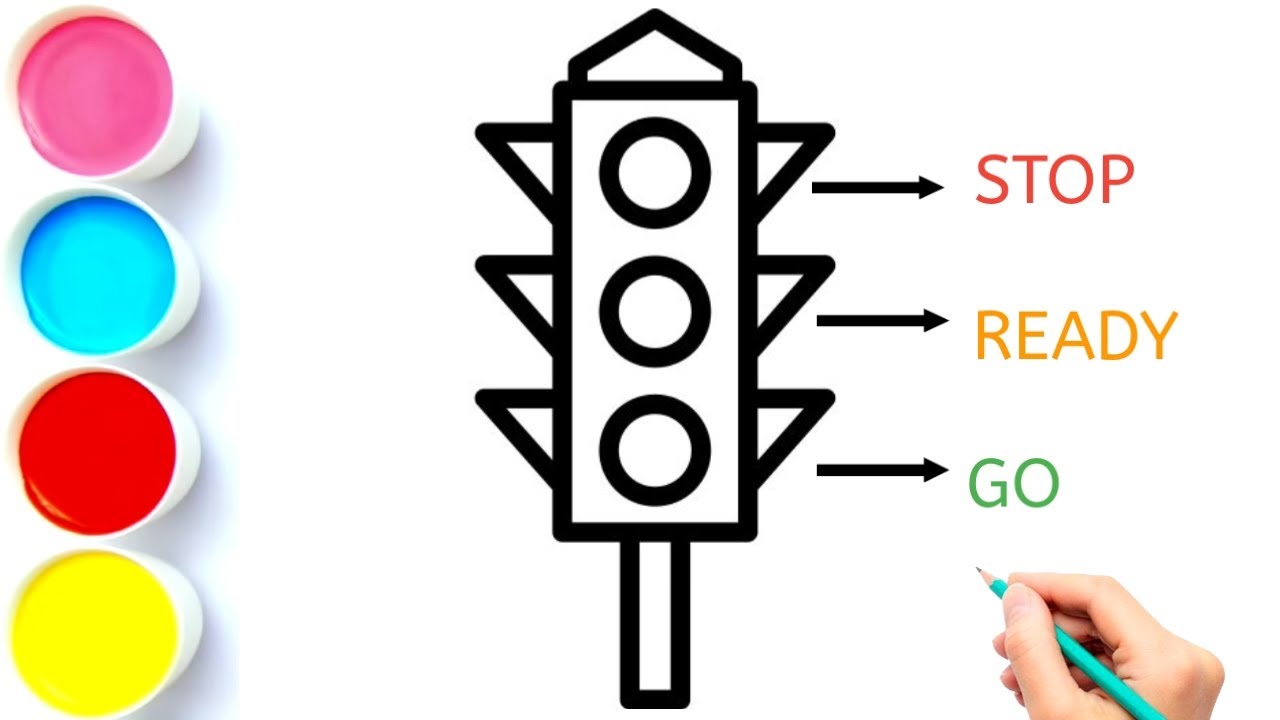 How to Draw Traffic Light | Traffic Light Drawing | Traffic Signal Drawing | Draw Smart