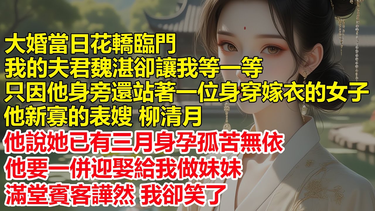 大婚當日花轎臨門，魏湛卻讓我等一等，只因他身旁還站著一位身穿嫁衣的女子，他新寡的表嫂柳清月，他說她已有三月身孕孤苦無依，他要一併迎娶給我做妹妹，滿堂賓客譁然我卻笑了....