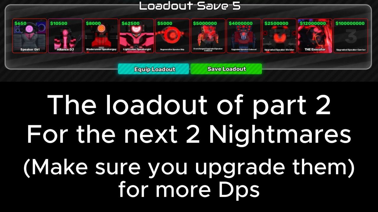 Skibi Defense | Speaker Loadout for Nightmares Part 2/2 [Strat Video]