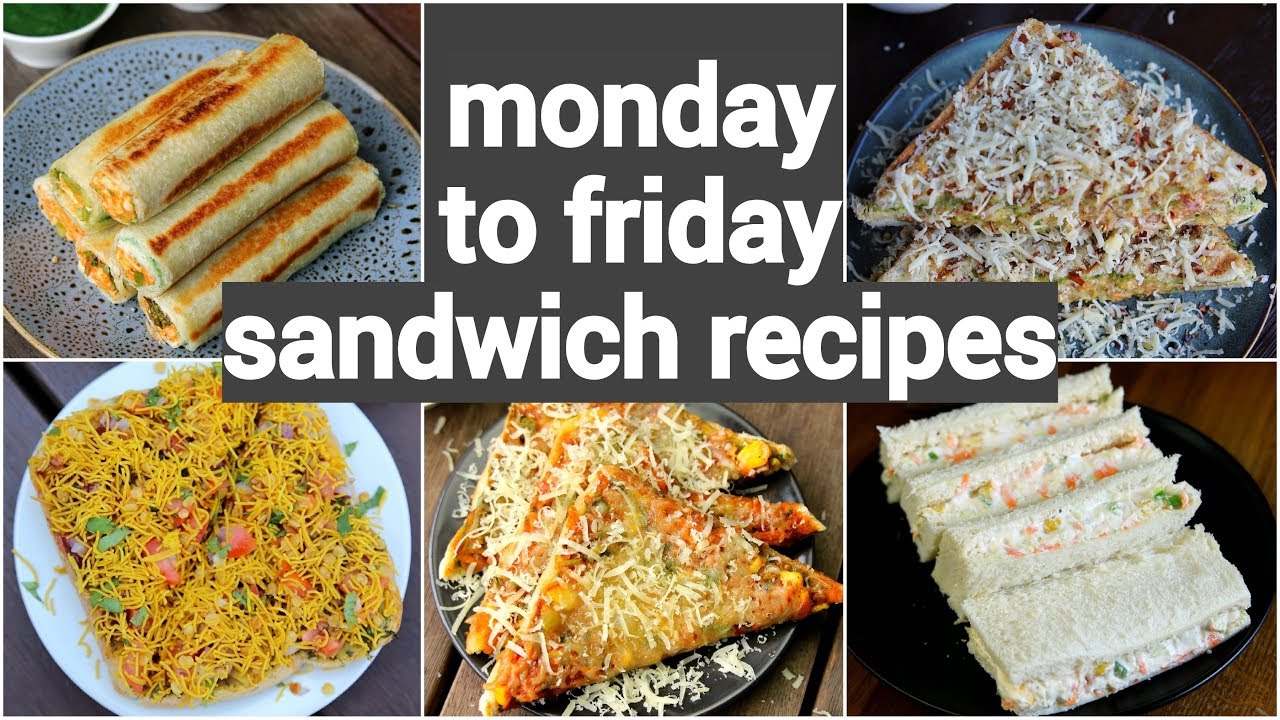 monday to friday easy sandwich recipes | 5 नाश्ता सैंडविच रेसिपी | 5 quick sandwich recipes
