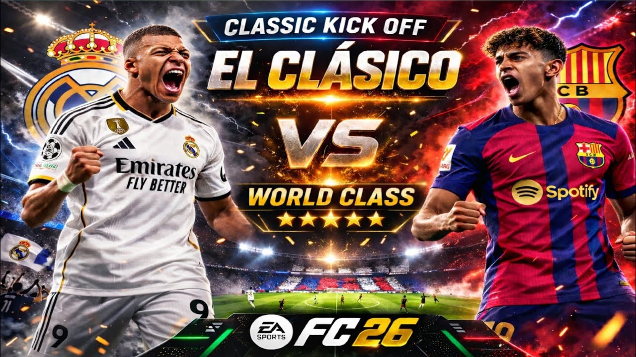 Ea fc26 classic kick off | elclasico, real Madrid  vs Barcelona | world class difficulty😵😵