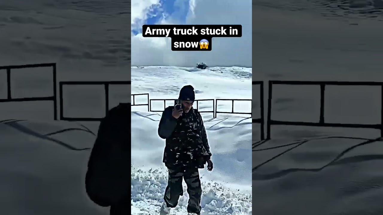 😱 army truck stuck in snow #snowfall #army #armylover #stuckinmyhead #vidal #offroading #ytshort
