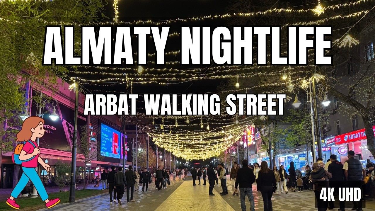 Almaty Kazakhstan Nightlife in 4K 🇰🇿 | Arbat Street (Zhibek Zholy) Walking Tour - Live Sound