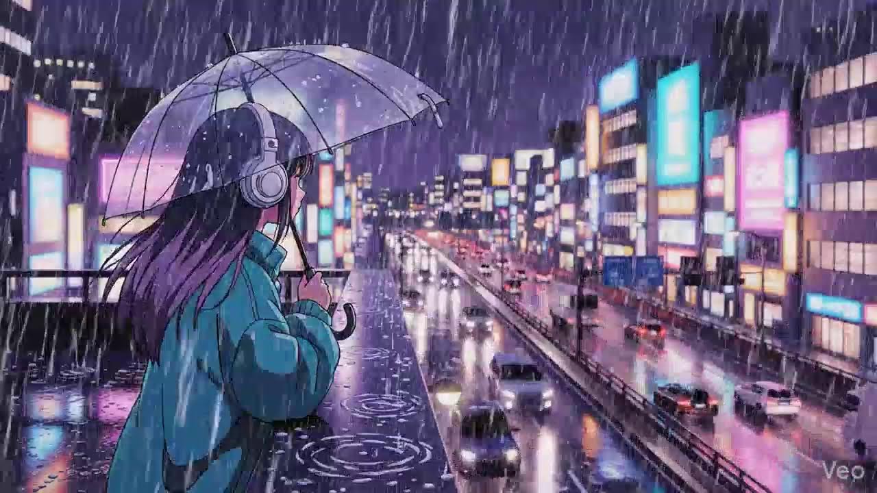 Rainy Night ASMR 🌧️ Neon Japan Lofi Chillhop
