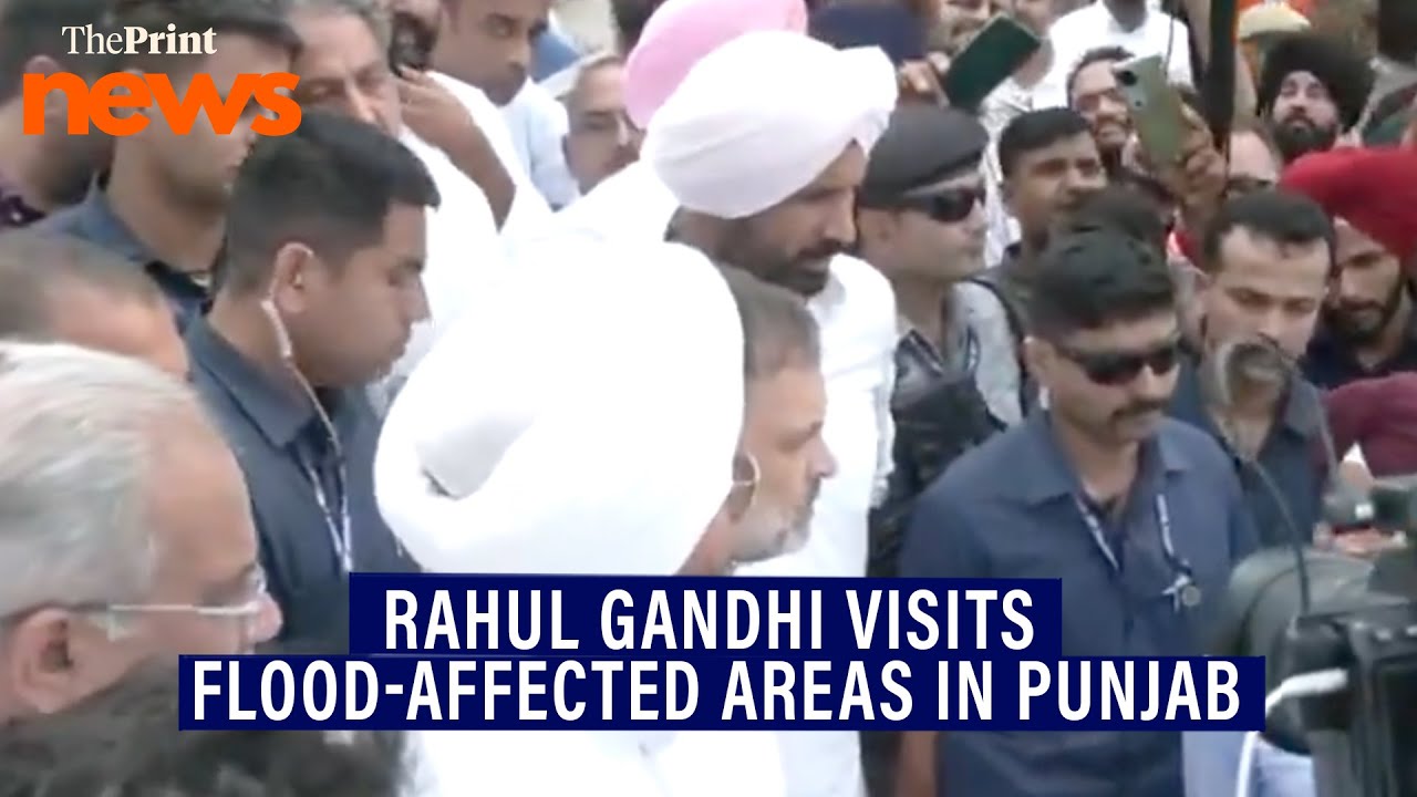 Congress MP Rahul Gandhi visits flood-affected areas in Punjab's Gurdaspur district