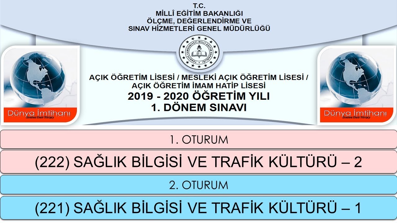 2020 / 1. DÖNEM / AÇIK ÖĞRETİM LİSESİ / SAĞLIK BİLGİSİ VE TRAFİK KÜLTÜRÜ