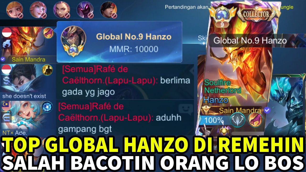 Aduh Gampang Bangat , Berlima Gak Ada Yang Jago! TOP GLOBAL HANZO 10.000 MMR di Remehin , Ok - MLBB