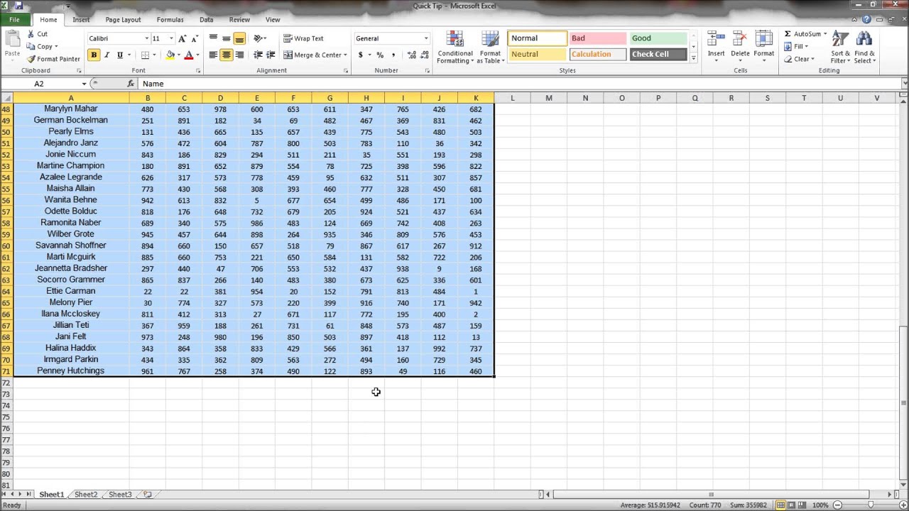 Highlighting Cells in Excel Quickly - My Excel University Quick Tip #1