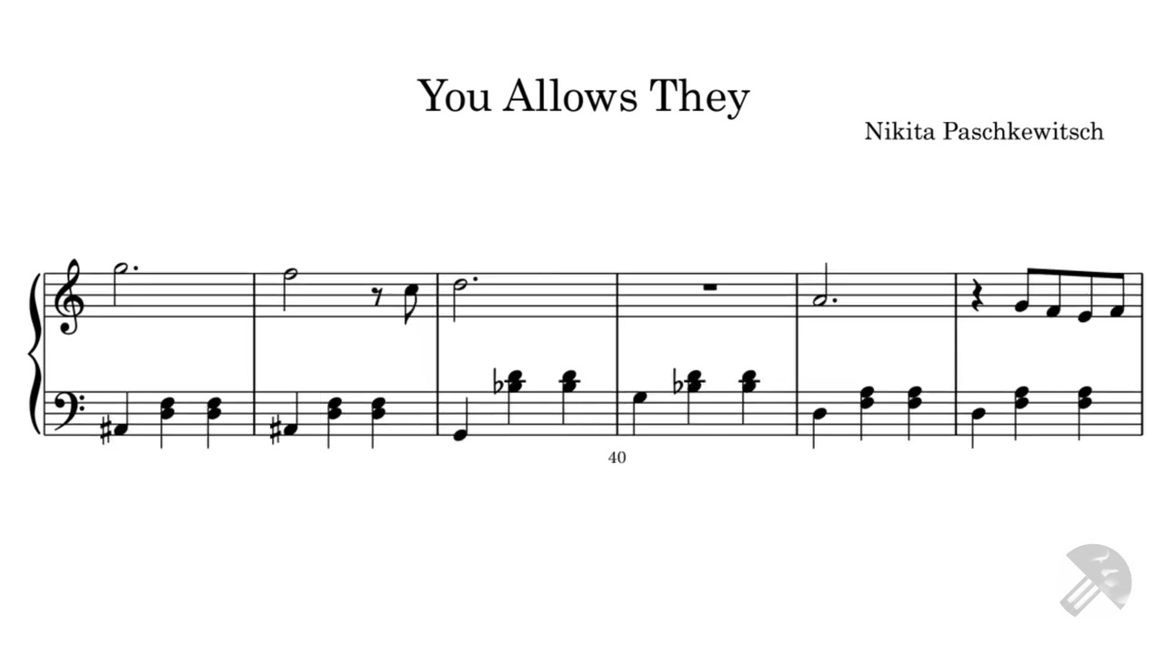 You Allows They - Piano Solo