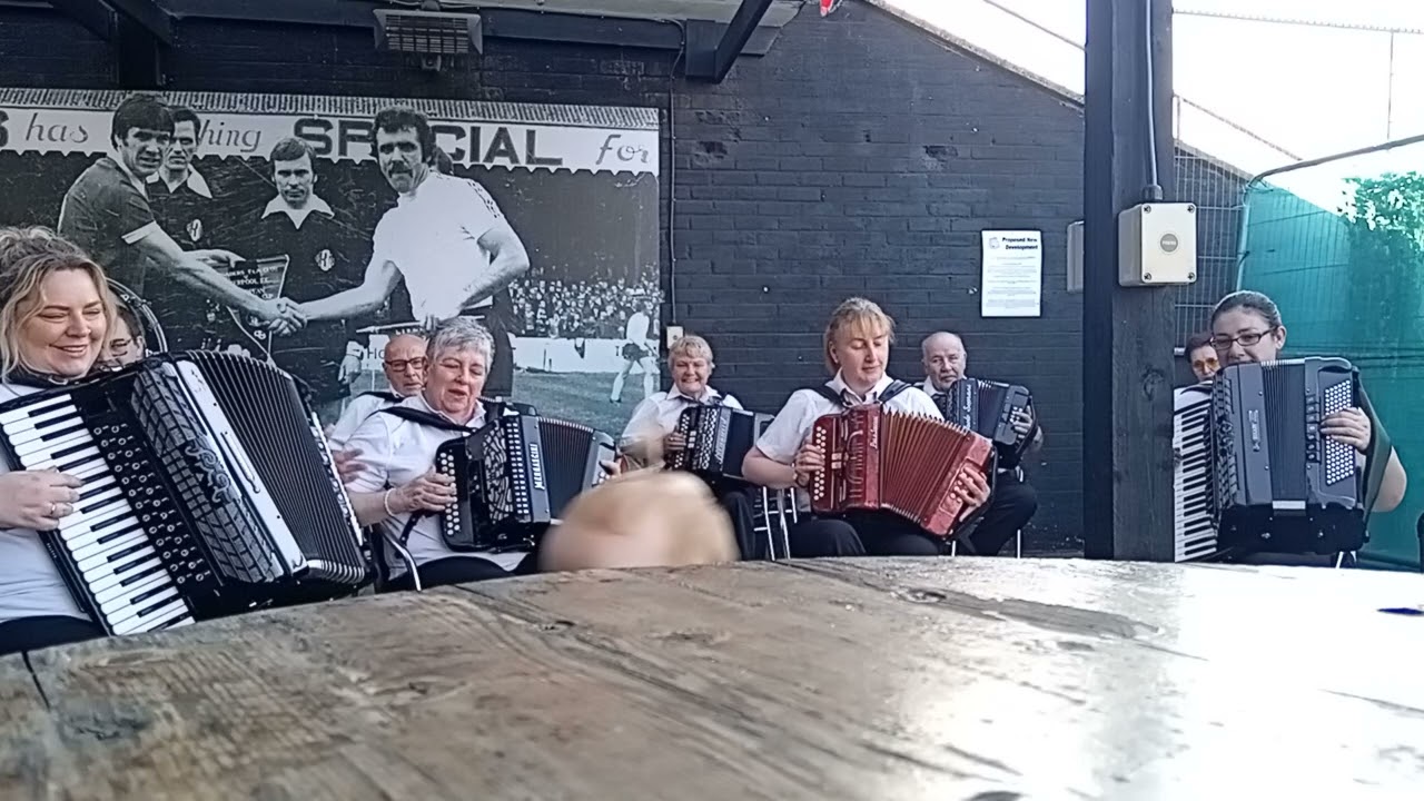 Loyal Dummigans Accordion Band from Larne, Ulster 2025, Playing  'The Fields of Ulster'.
