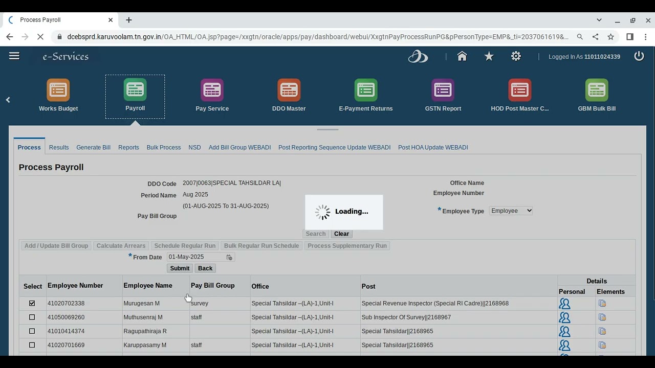 IFHRMS -Employee Auto Arrear Process -How to generate the Auto Arrear Bills process