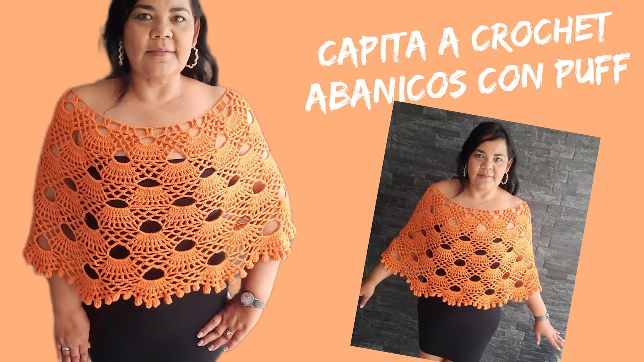 Capita a crochet abanicos con orilla de popcorn #diadelasmadres #capitacrochet
