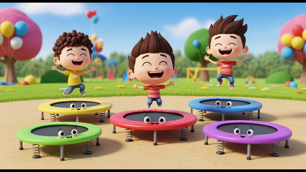 Five Little Trampolines Boing Boing Boing | Jumping Song & Counting Rhyme