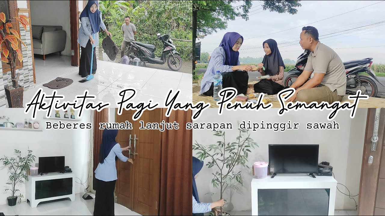 AKTIVITAS PAGI KU YANG PENUH SEMANGAT ✨ Beberes rumah lanjut sarapan dipinggir sawah #cleanwithme