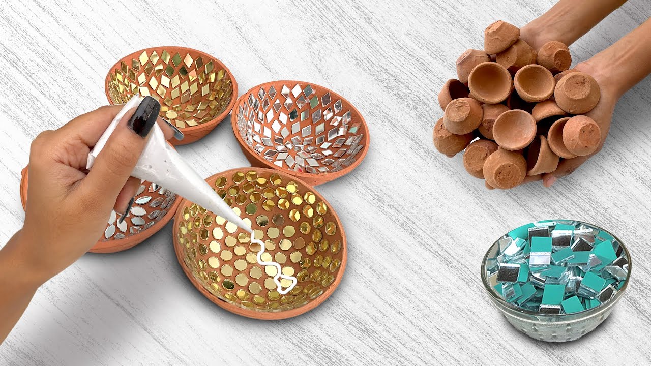 इस Art को  Banalo Fir Log पूछेंगे kaha se kharida? | दीवट Diwali Art | lippan DIY Purane diya se art