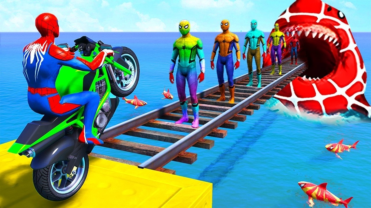 SPIDER MAN against POOR RUMI 😈 on Motorcycle in RAINBOW SPIDERS BRIDGE GTA MULTIVERSE