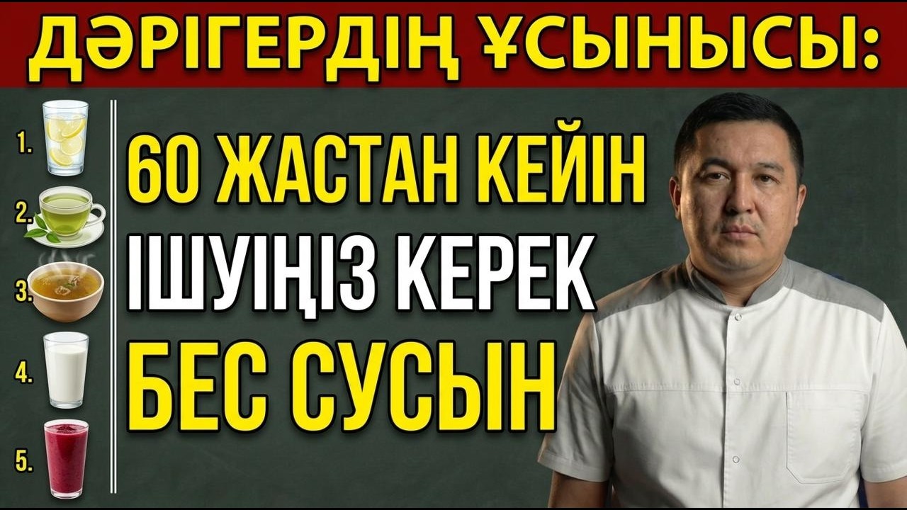 60 ЖАСТАН КЕЙІН ІШУ КЕРЕК 5 СУСЫН! БҰЛ ДЕНСАУЛЫҚҚА ӨТЕ ПАЙДАЛЫ!