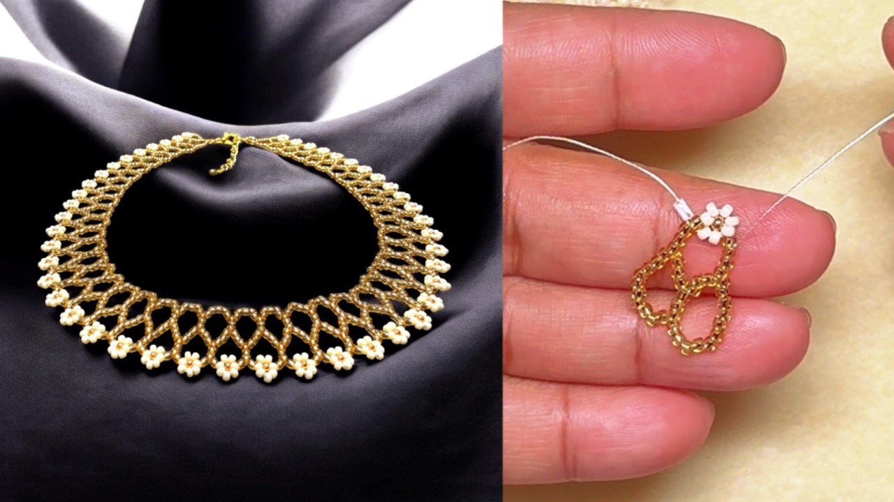 How to make a beaded necklace || Easy Handmade Seed Bead Necklace Making