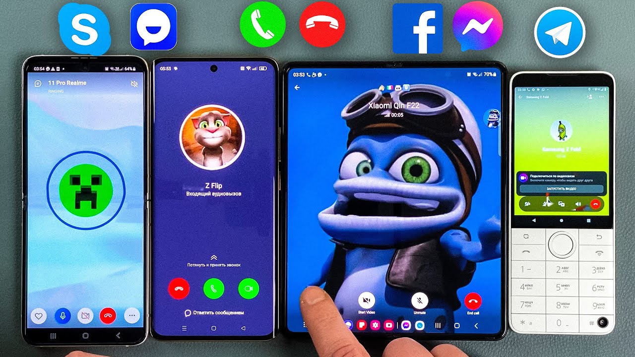 Realme 11 Pro + Z Flip 3 + Xaiomi Qin F22 + Z Fold 3 Facebook Messenger + Skype + Telegram + TamTam