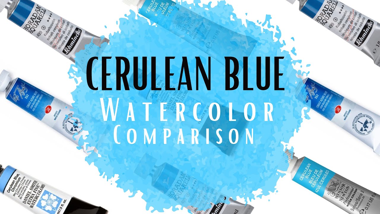 Сравнение акварельных красок Cerulean Blue — Daniel Smith — Winsor & Newton — Schmincke — White N...