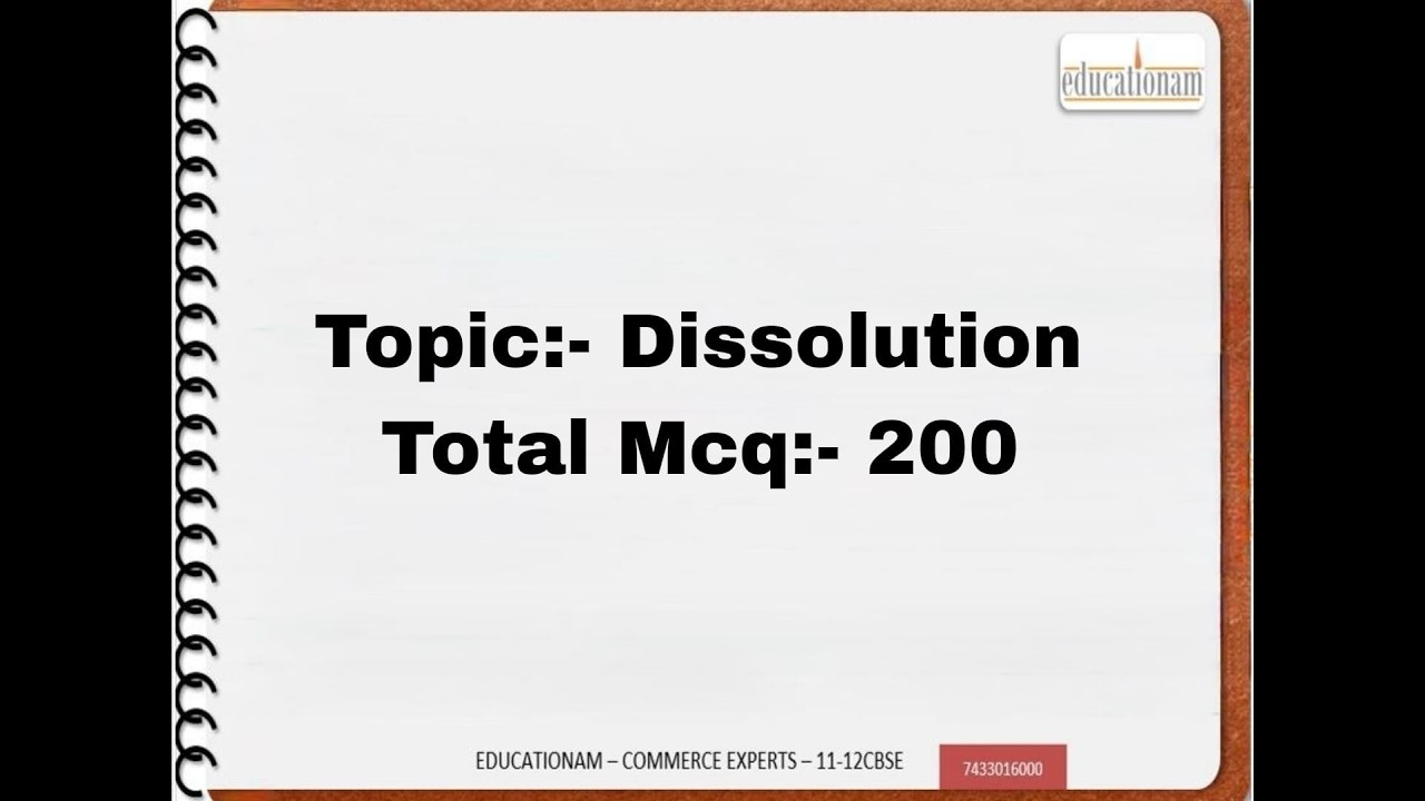 MCQ Accounts | Dissolution |  Class 12