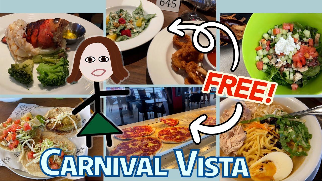 Everything you can eat without spending more $$ on Carnival Vista! All Free Food Options