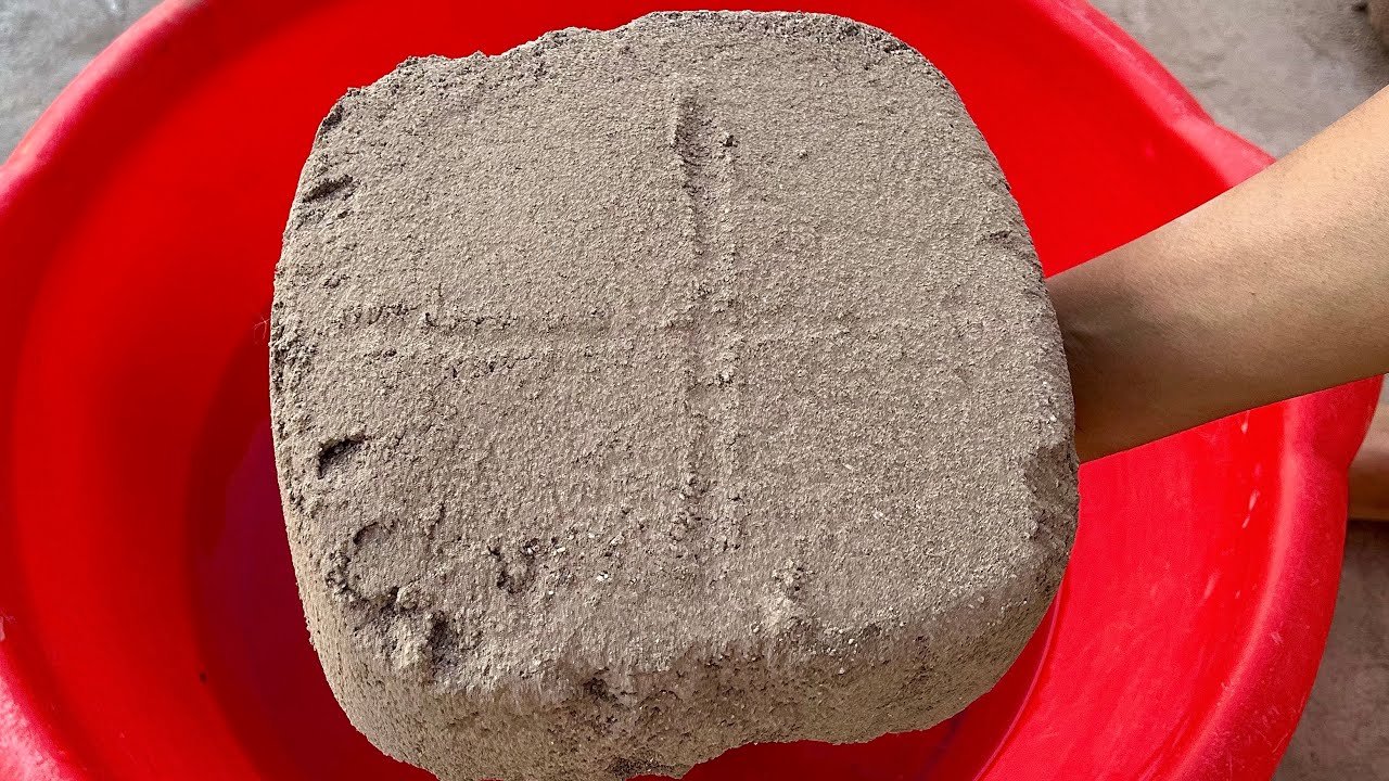 New || Brown Sand Squares Crumbling and Dipping in Water || Pouring Mixing at the end #asmr 