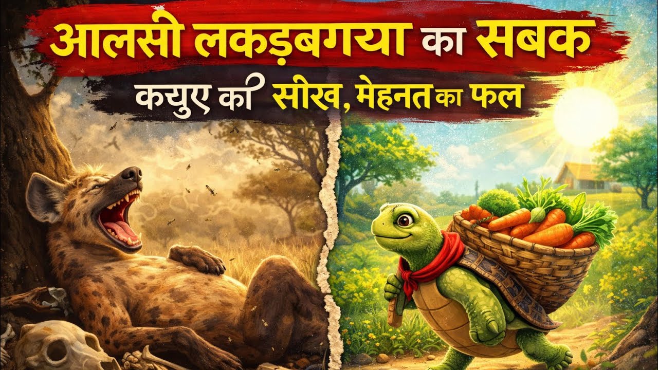 आलसी लकड़बग्घा का सबक   कछुए की सीख  मेहनत का फल