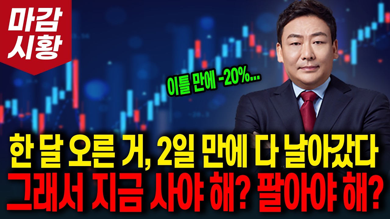 이틀 만에 -20%... 한 달 오른 거, 2일 만에 다 날아갔다 그래서 지금 사야 해? 팔아야 해?