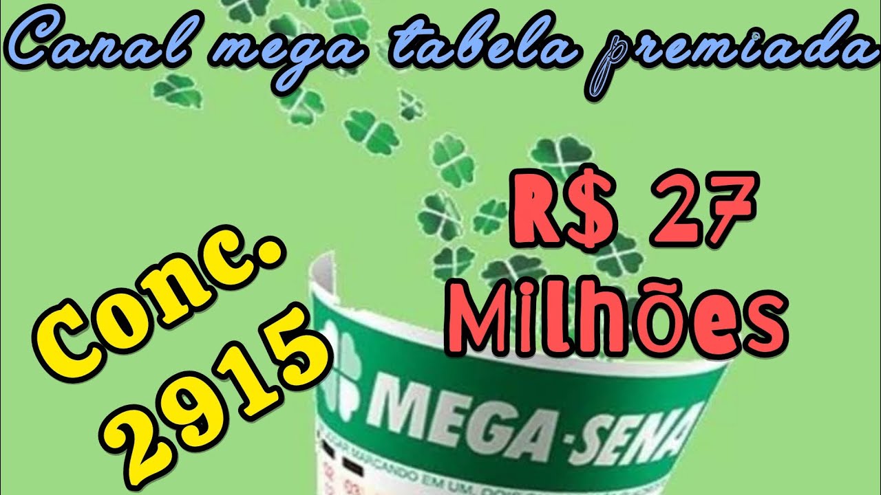 Mega sena 2915- tabela para ter&ccedil;a feira 