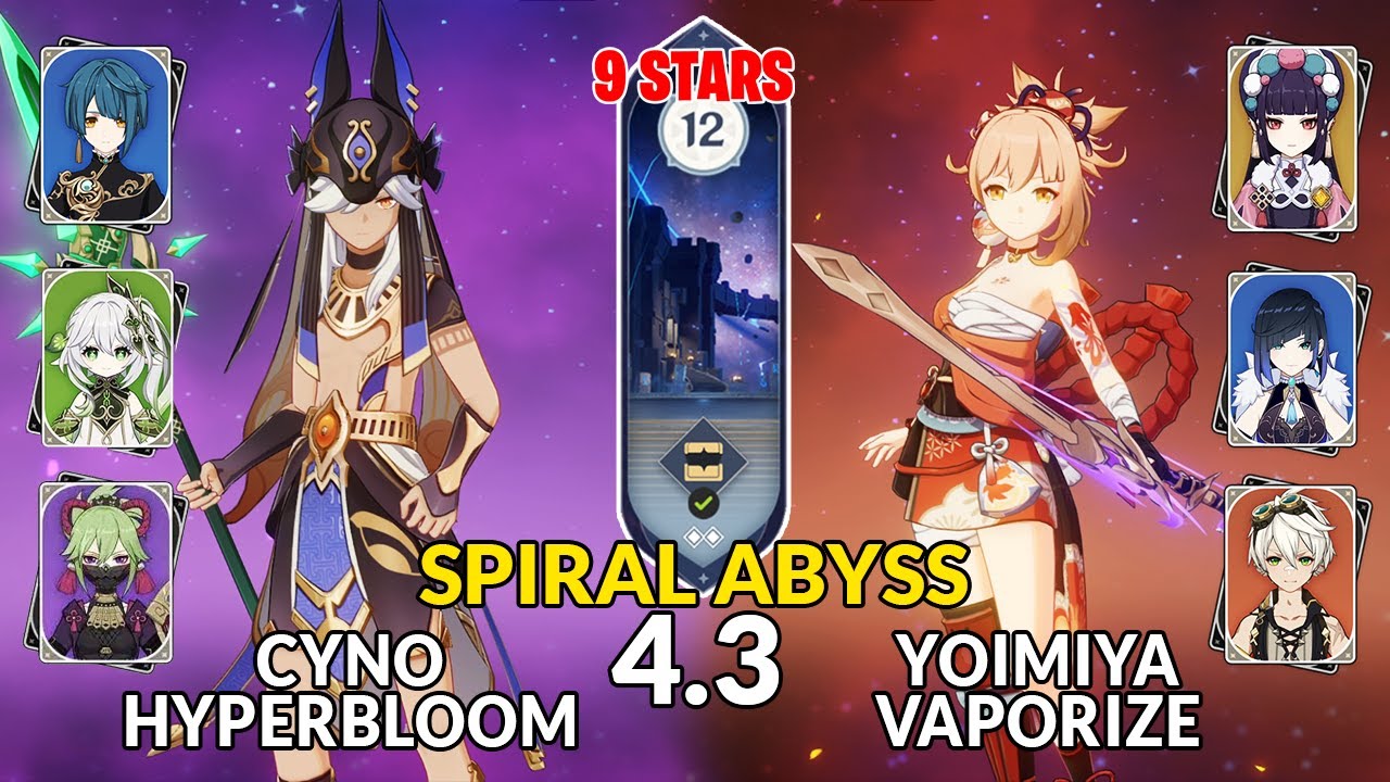 New 4.3 Spiral Abyss│Cyno Hyperbloom & Yoimiya Vaporize | Floor 12 - 9 Stars | Genshin Impact