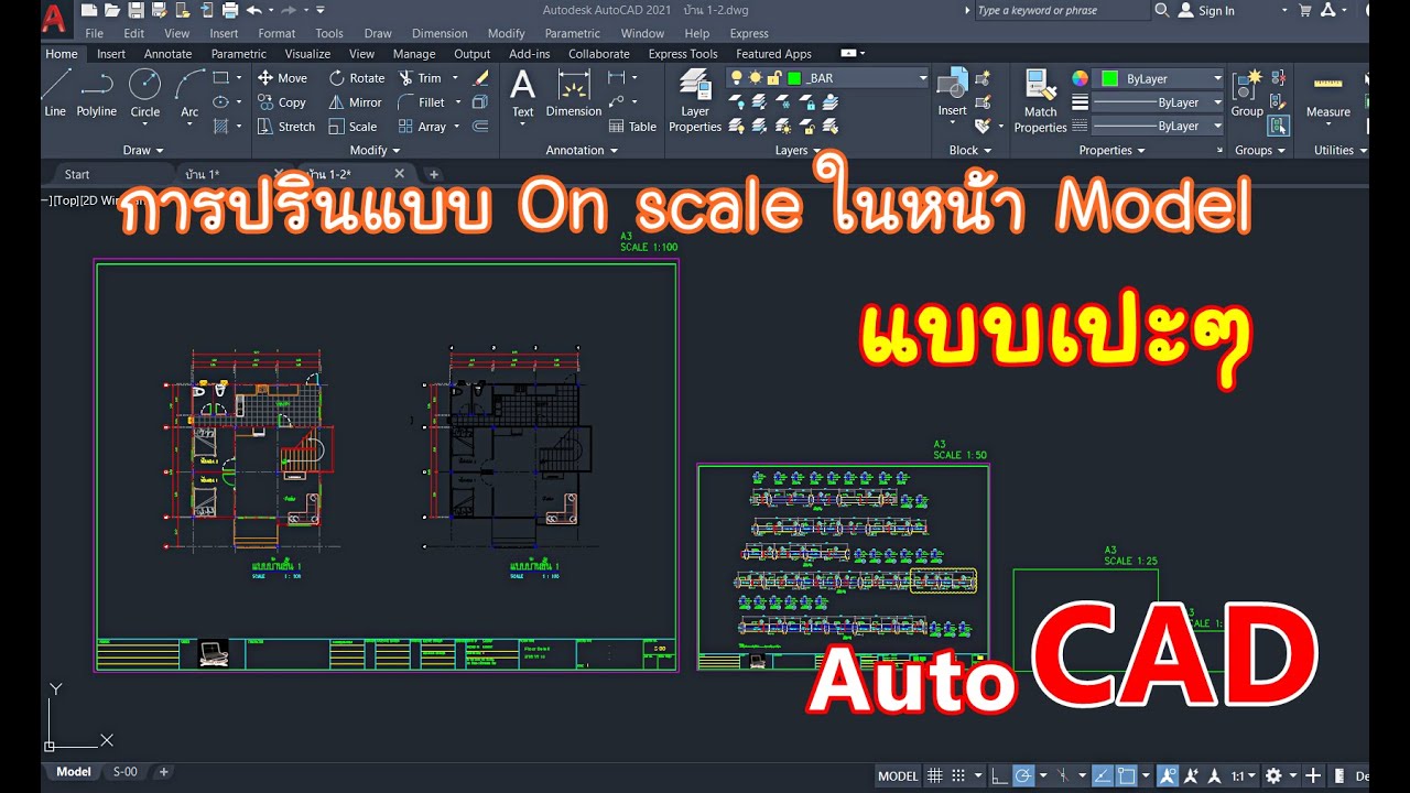 การปริ้นแบบ on scale ในหน้า Model แบบเปะๆ Autocad
