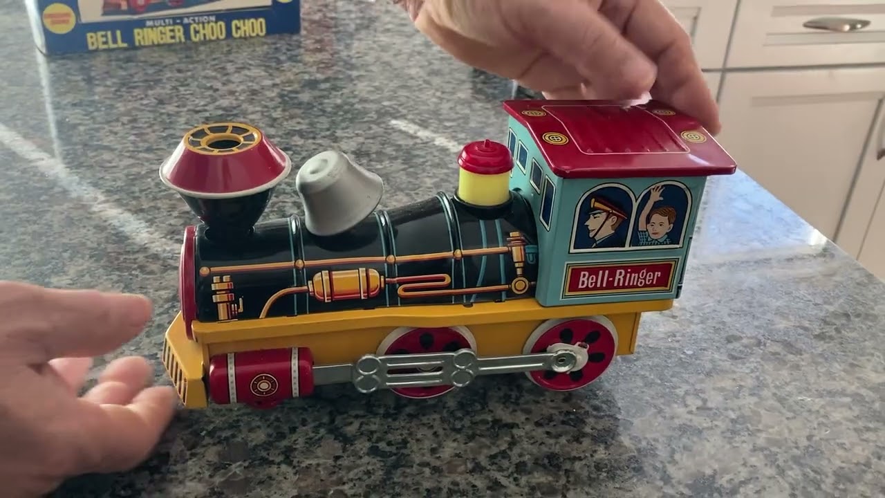 VINTAGE NOS TIN B/O MULTI-ACTION BELL RINGER CHOO CHOO TRAIN BY MASUDAYA ~ MODERN TOYS IN BOX WORKS!