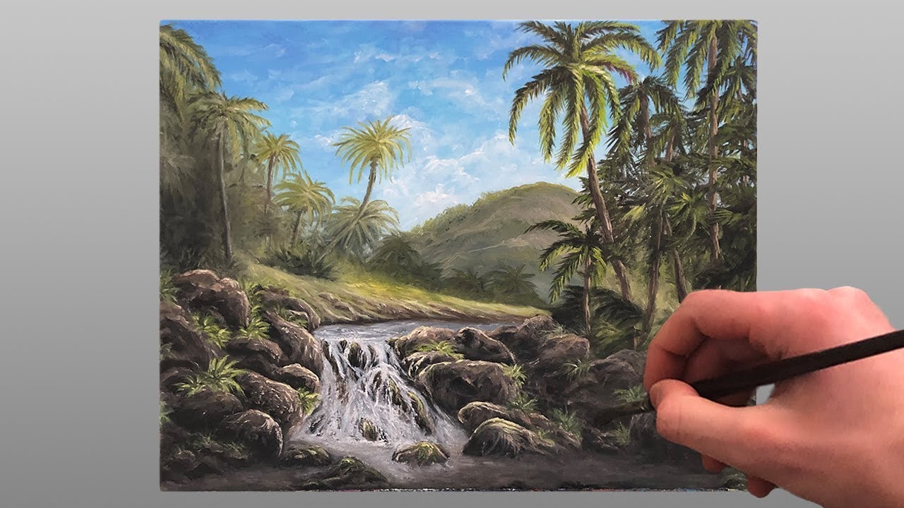 Oil Painting Time Lapse | Tropical Island 'Karamja'