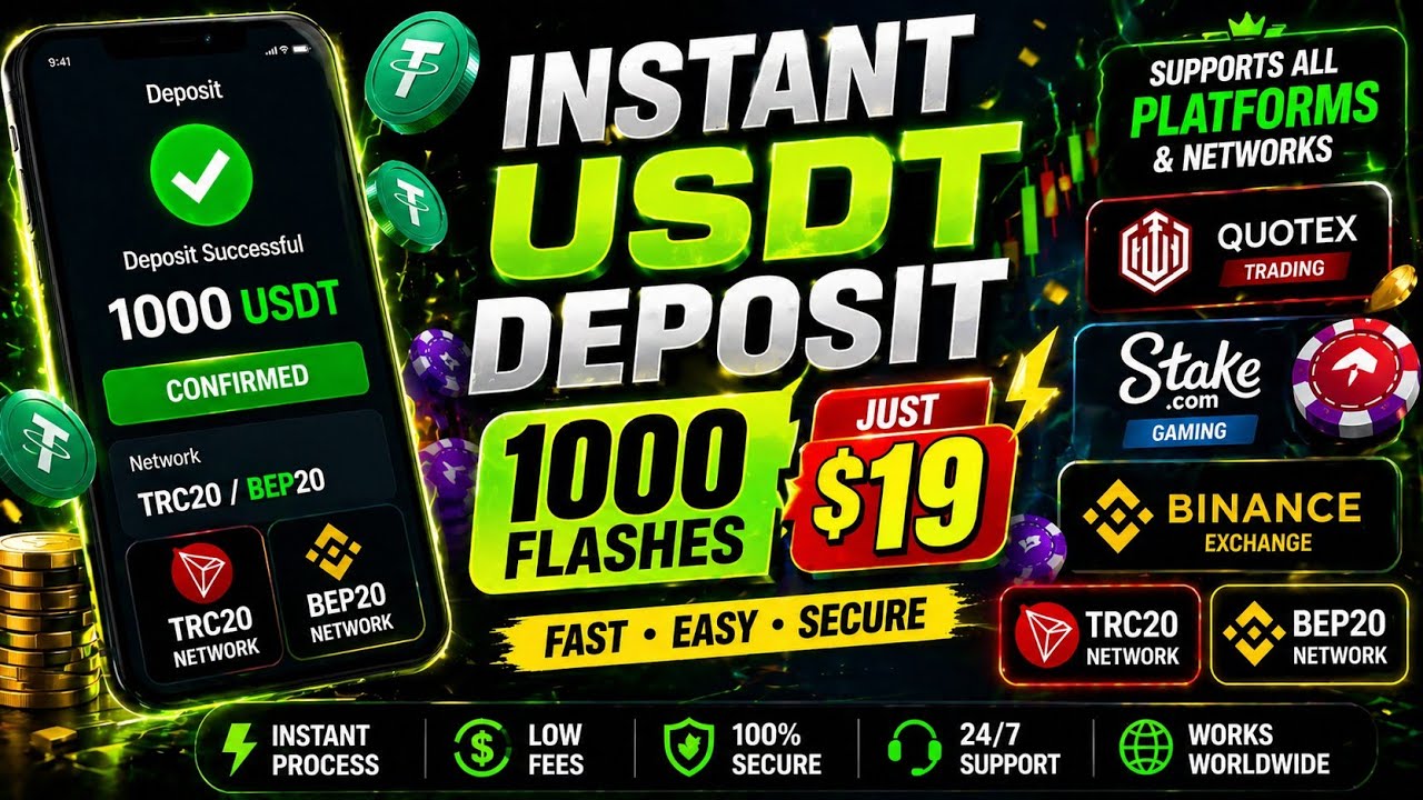 Instant 1000 USDT Flash for Just $19 ⚡ | Works on Stake, Quotex & Binance