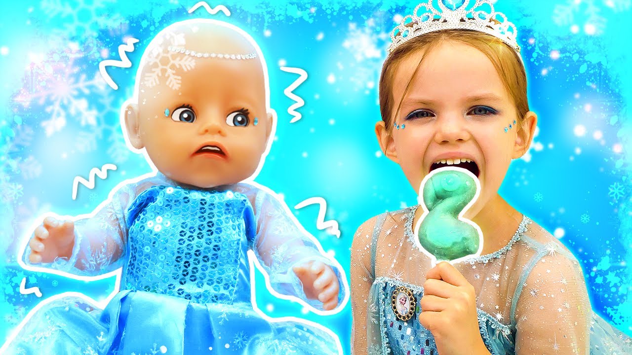 Maya gets ready for the Elsa's princess party. Baby Annabell doll videos & princess dress for dolls.