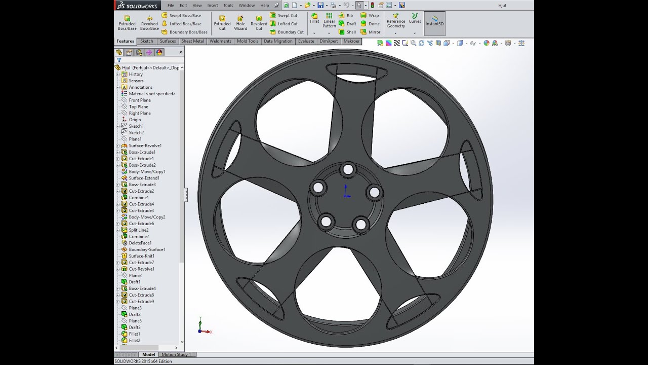 SolidWorks tutorial: Lamborghini rim