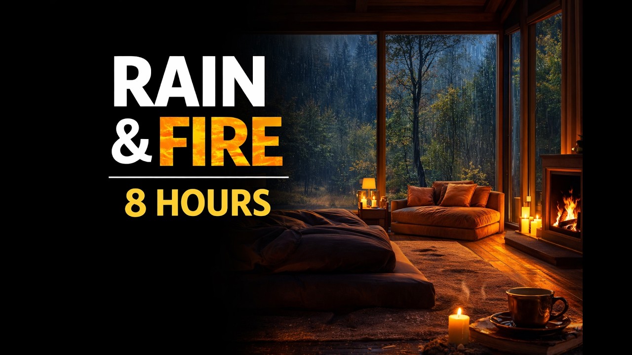 Rain & Fireplace 🌧🔥 Cozy Bedroom Ambience